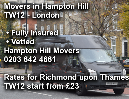 Movers in Hampton Hill TW12, Richmond upon Thames